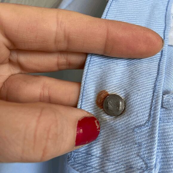 70's Levi's High Waisted Lt Blue Flared Black Tab Trouser Pants UNISEX - 32" wai - Picture 13 of 14